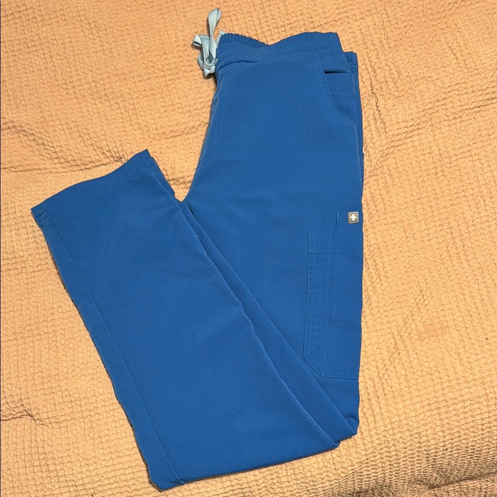 Figs Blue Cargo Pants Slim Fit Stretch